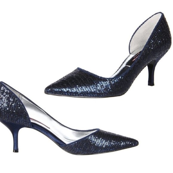 $100 OFF ✅ NINA BLANCA - NG Navy Glitter Pump Shoes~9M ✨ New in the Original Box - Picture 1 of 17